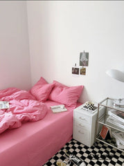 Mixed Color Bedding Set - Barbie Pink + Pastel Pink