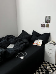 Black Washed Cotton Bedding Set (Final Sale)