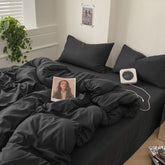 Black Washed Cotton Bedding Set (Final Sale)