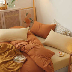 Mixed Color Bedding Set - Custard + Orange