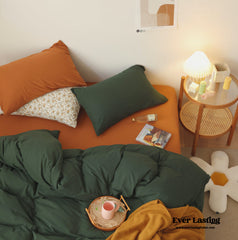 Mixed Color Bedding Set - Green + Orange