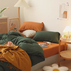 Mixed Color Bedding Set - Green + Orange