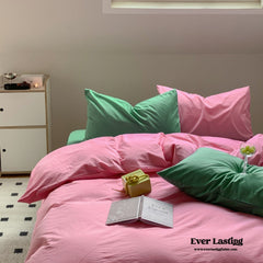 Mixed Color Maximalist Bedding Set - Green + Pink
