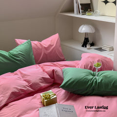 Mixed Color Maximalist Bedding Set - Green + Pink