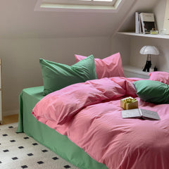 Mixed Color Maximalist Bedding Set - Green + Pink