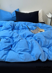 Mixed Color Ocean Crush Washed Cotton Bedding Set - Blue + Black