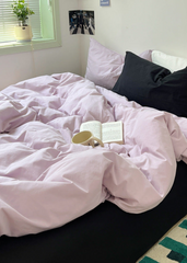 Mixed Color Ocean Crush Washed Cotton Bedding Set - Purple + Black