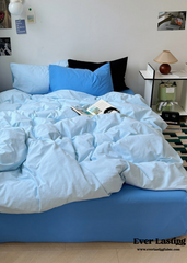 Mixed Color Ocean Crush Washed Cotton Bedding Set - Double Blue