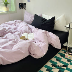 Mixed Color Ocean Crush Washed Cotton Bedding Set - Purple + Black