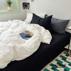 Mixed Color Ocean Crush Washed Cotton Bedding Set - White + Black