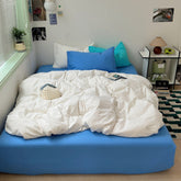 Mixed Color Ocean Crush Washed Cotton Bedding Set - White + Blue