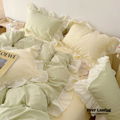 Mixed Color Pastel Ruffle Bedding Set