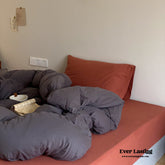 Mixed Color Warm Tone Jersey Knit Bedding Set - Gray Red