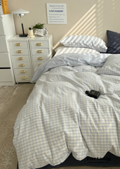 Mixed Gingham Bedding Set - Blue