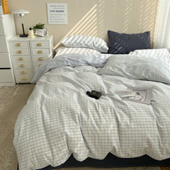 Mixed Gingham Bedding Set - Blue