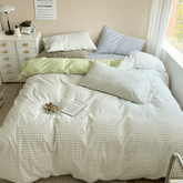 Mixed Gingham Bedding Set - Green + Blue
