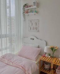 Mixed Gingham Bedding Set - Pink + Yellow