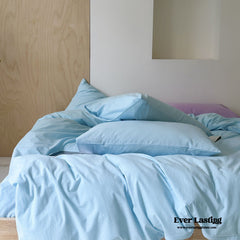 Modern Washed Cotton Bedding Set - Blue