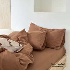 Modern Washed Cotton Bedding Set - Brown