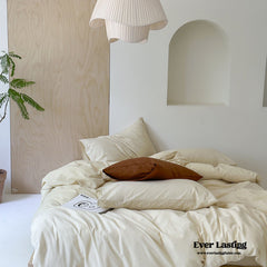 Modern Washed Cotton Bedding Set - Cream Yellow