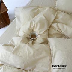 Modern Washed Cotton Bedding Set - Cream Yellow