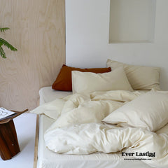 Modern Washed Cotton Bedding Set - Cream Yellow