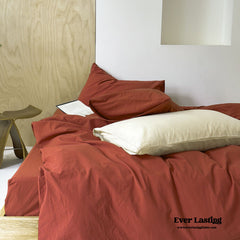 Modern Washed Cotton Bedding Set - Maple Red