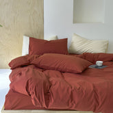 Modern Washed Cotton Bedding Set - Maple Red
