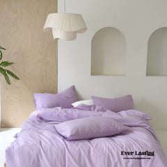 Modern Washed Cotton Bedding Set - Purple
