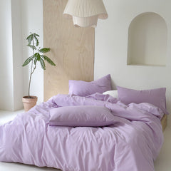 Modern Washed Cotton Bedding Set - Purple
