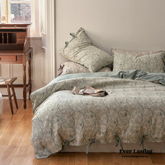Mother Earth Floral Bedding Set - Green Ribbon Ties