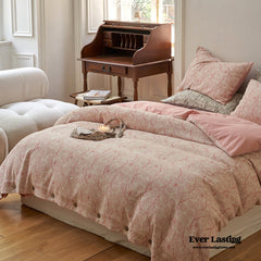 Mother Earth Floral Bedding Set - Pink Buttoned