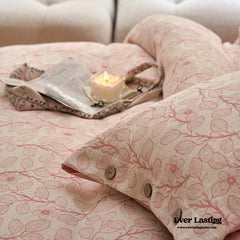 Mother Earth Floral Bedding Set - Pink Buttoned