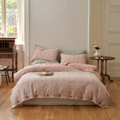 Mother Earth Floral Bedding Set - Pink Buttoned
