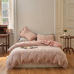 Mother Earth Floral Bedding Set - Pink Ribbon Ties