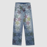 Jeans mit buntem Pentagramm-Muster