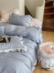 Pastel Tencel Ruffle Bedding Set - Blue