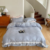 Pastel Tencel Ruffle Bedding Set - Blue