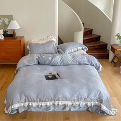 Pastel Tencel Ruffle Bedding Set - Blue