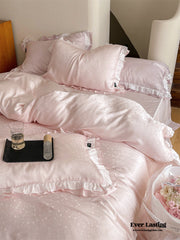 Pastel Tencel Ruffle Bedding Set - Pink