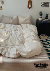 Peekaboo Gingham Stripe Bedding Set - Beige