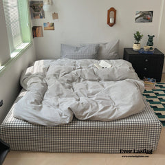 Peekaboo Gingham Stripe Bedding Set - Gray