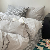 Peekaboo Gingham Stripe Bedding Set - Gray