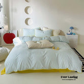 Pepper Candy Stripe Bedding Set - Blue + Yellow