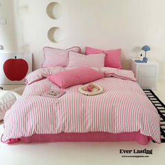 Pepper Candy Stripe Bedding Set - Fuchsia