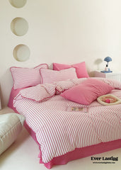 Pepper Candy Stripe Bedding Set - Fuchsia