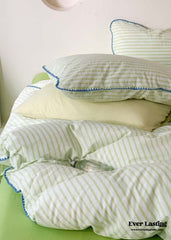 Pepper Candy Stripe Bedding Set - Light Green