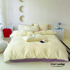 Pepper Candy Stripe Bedding Set - Yellow + Purple
