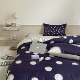 Polka Dot Tencel Silky Bedding Set - White