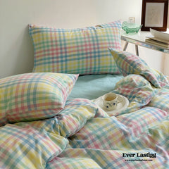 Rainbow Gingham Bedding Set - Green